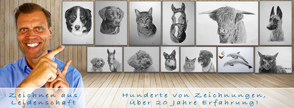 Tierportraits nach Fotovorlage Tierzeichner Frank Ginter